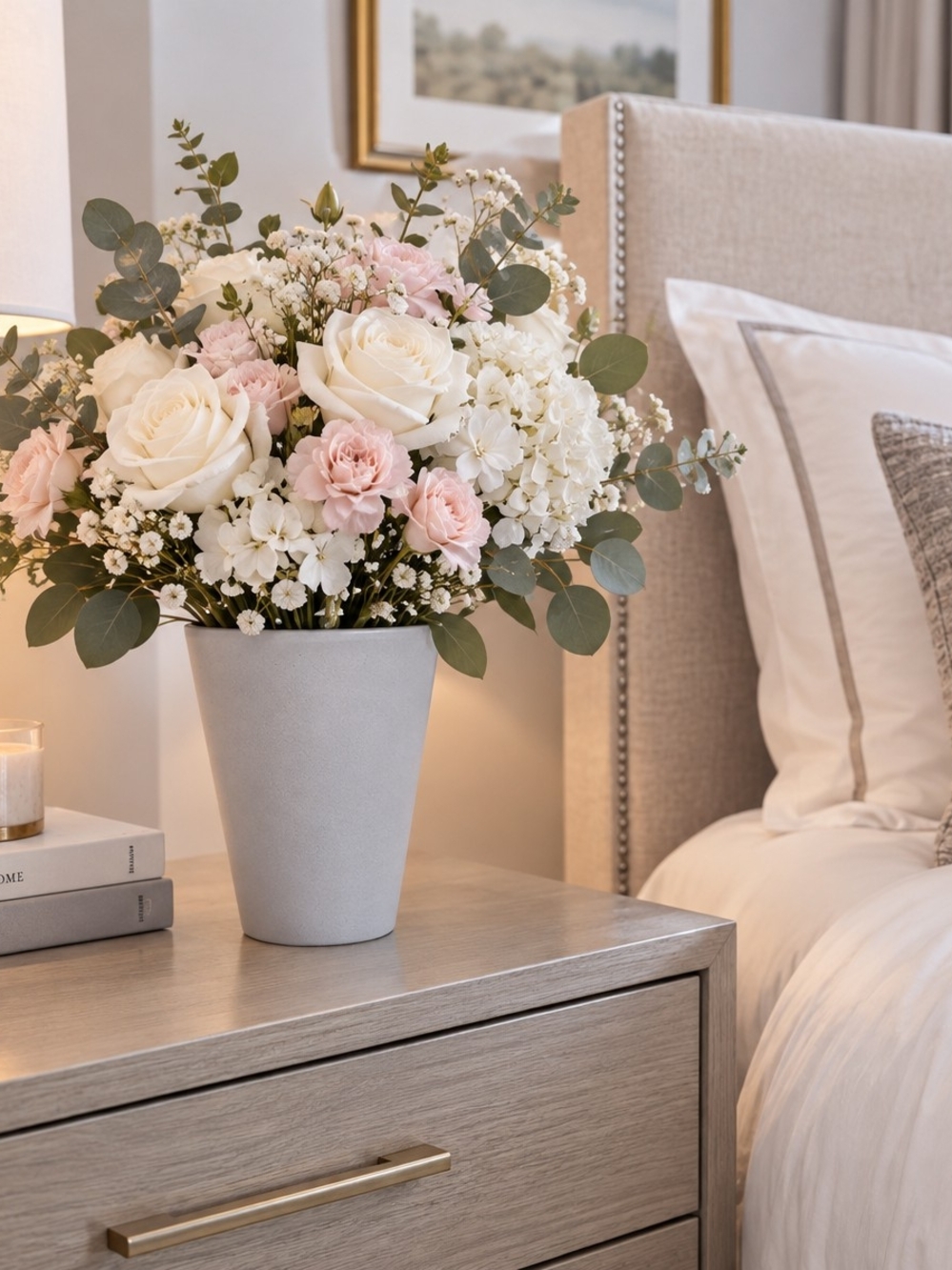 Elegant White Gray Vase